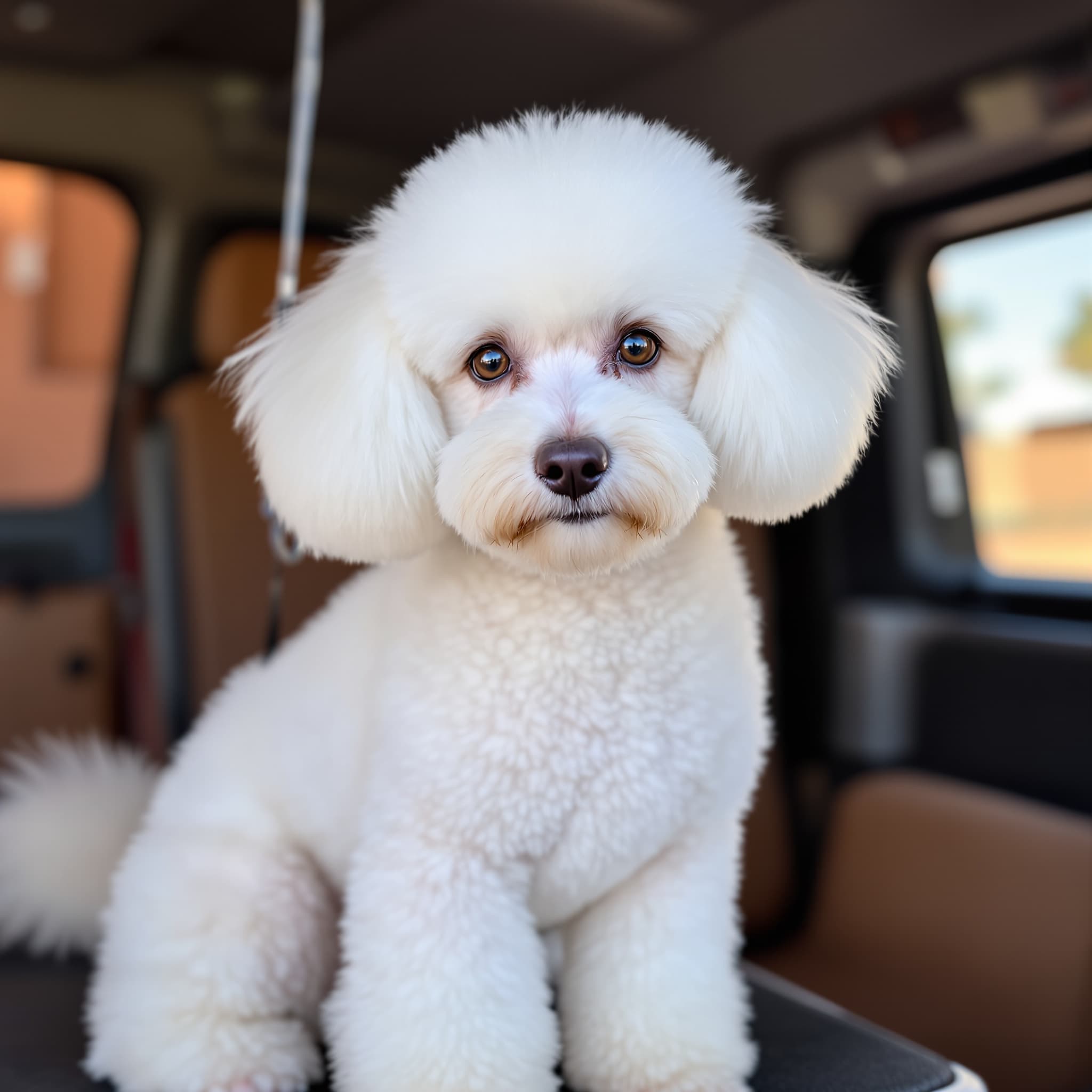 Perfect white toy poodle after mobile groom Scottsdale